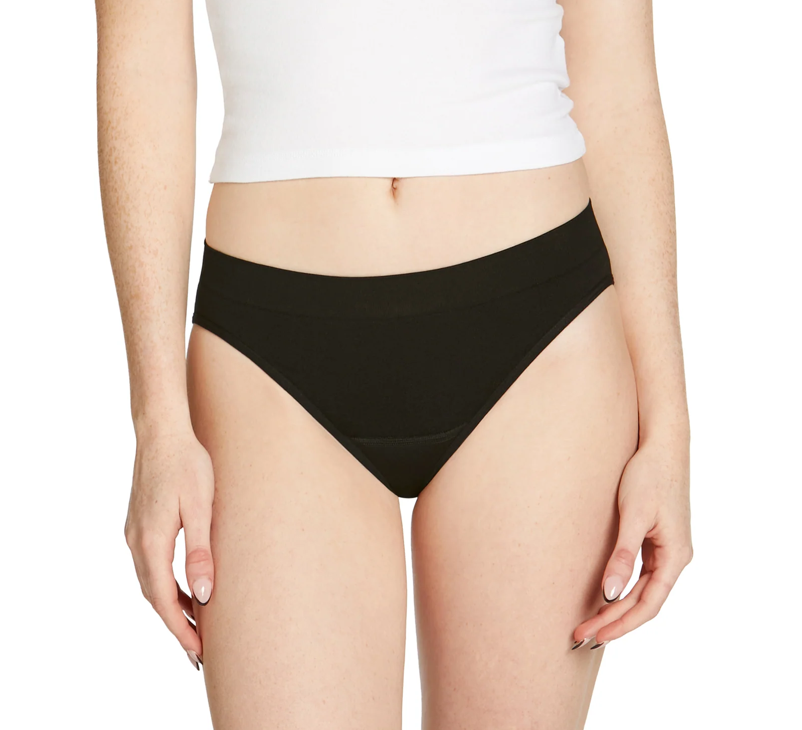 Love Luna Teens Majtki menstruacyjne bezszwowe BIKINI dla dziewczynek, czarne, średnie krwawienie
